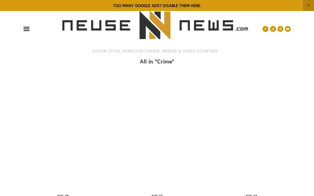 Neuse News Crime section for Lenoir County arrest and crime coverage