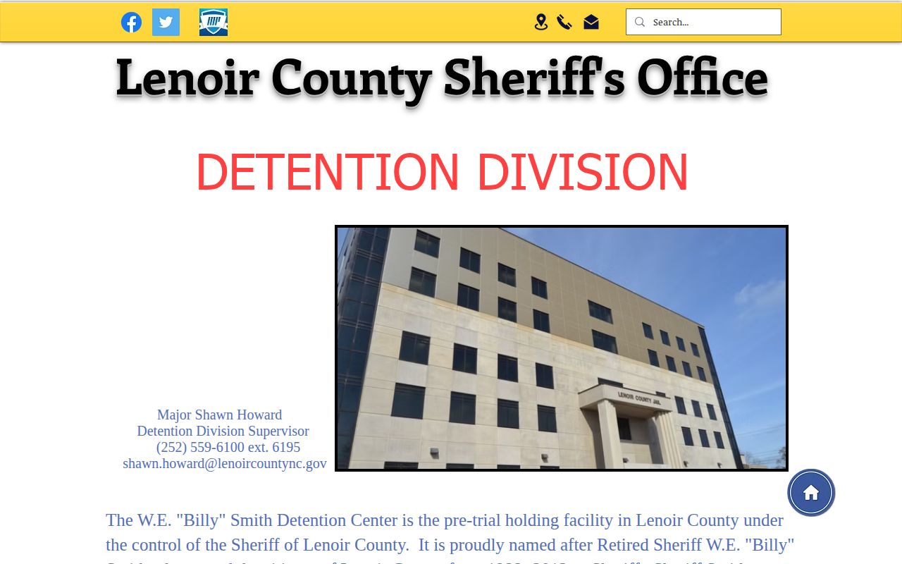Lenoir County W.E. Billy Smith Detention Center official detention record information