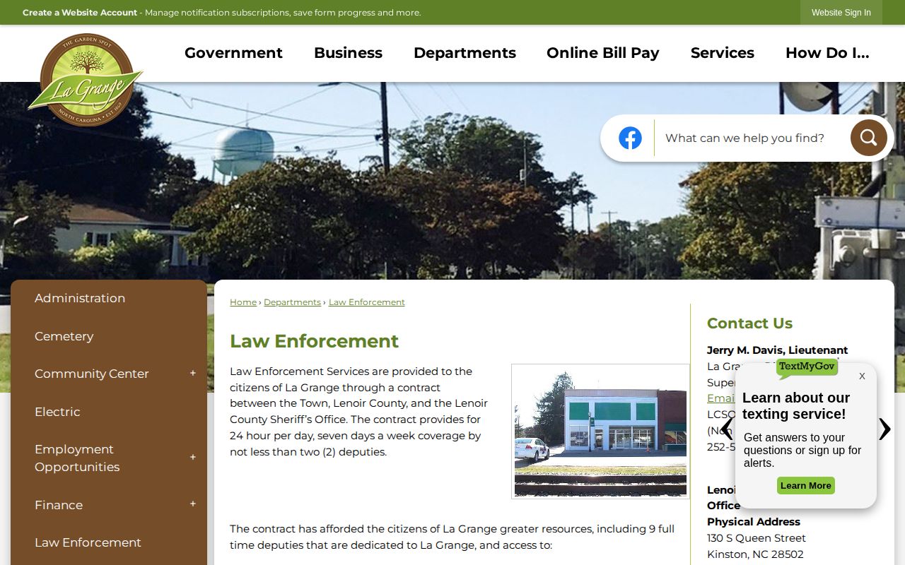 Town of La Grange official contracted law enforcement information